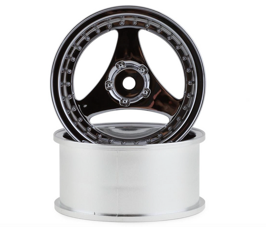 Mikuni Yokohama Advan Oni Kai Drift Wheels (Chrome Silver) (2) (5mm Offset) w/12mm Hex
