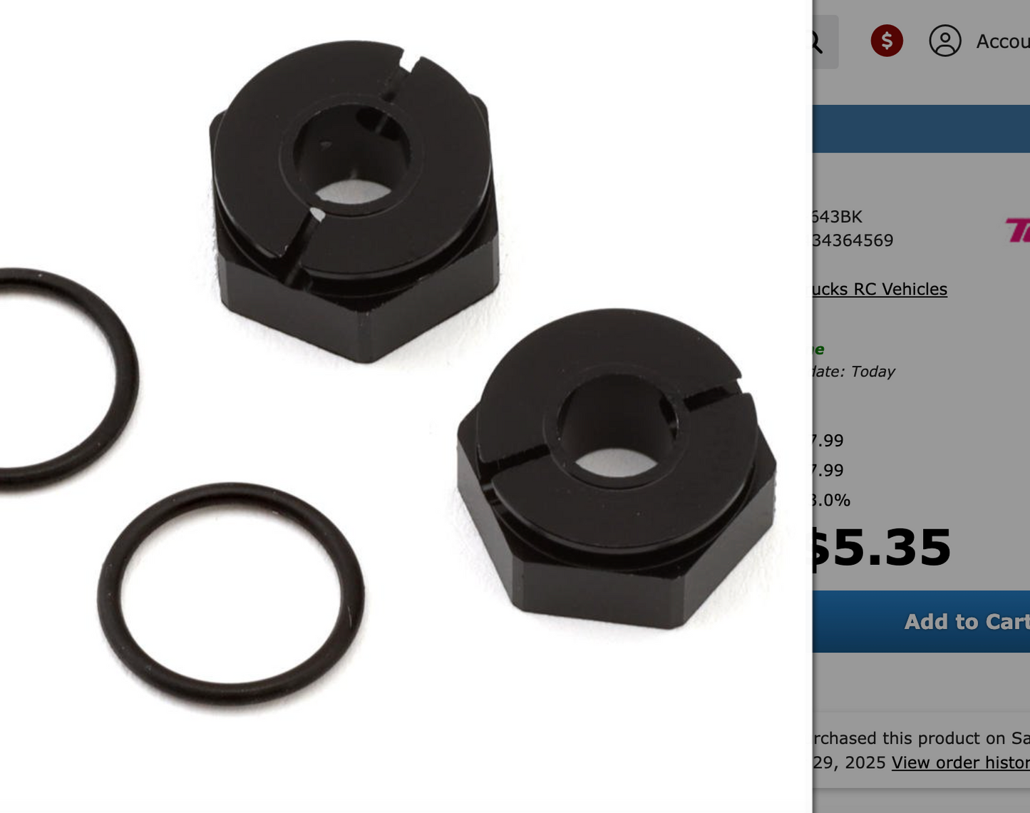 Topline Aluminum 12mm Wheel Hex Hubs (Neo Black) (2) (6mm Offset)
