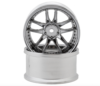 LAB Work Emotion CR3P 1/10 Super High Traction Drift Wheels (6mm Offset) (Chrome) (2) w/12mm Hex