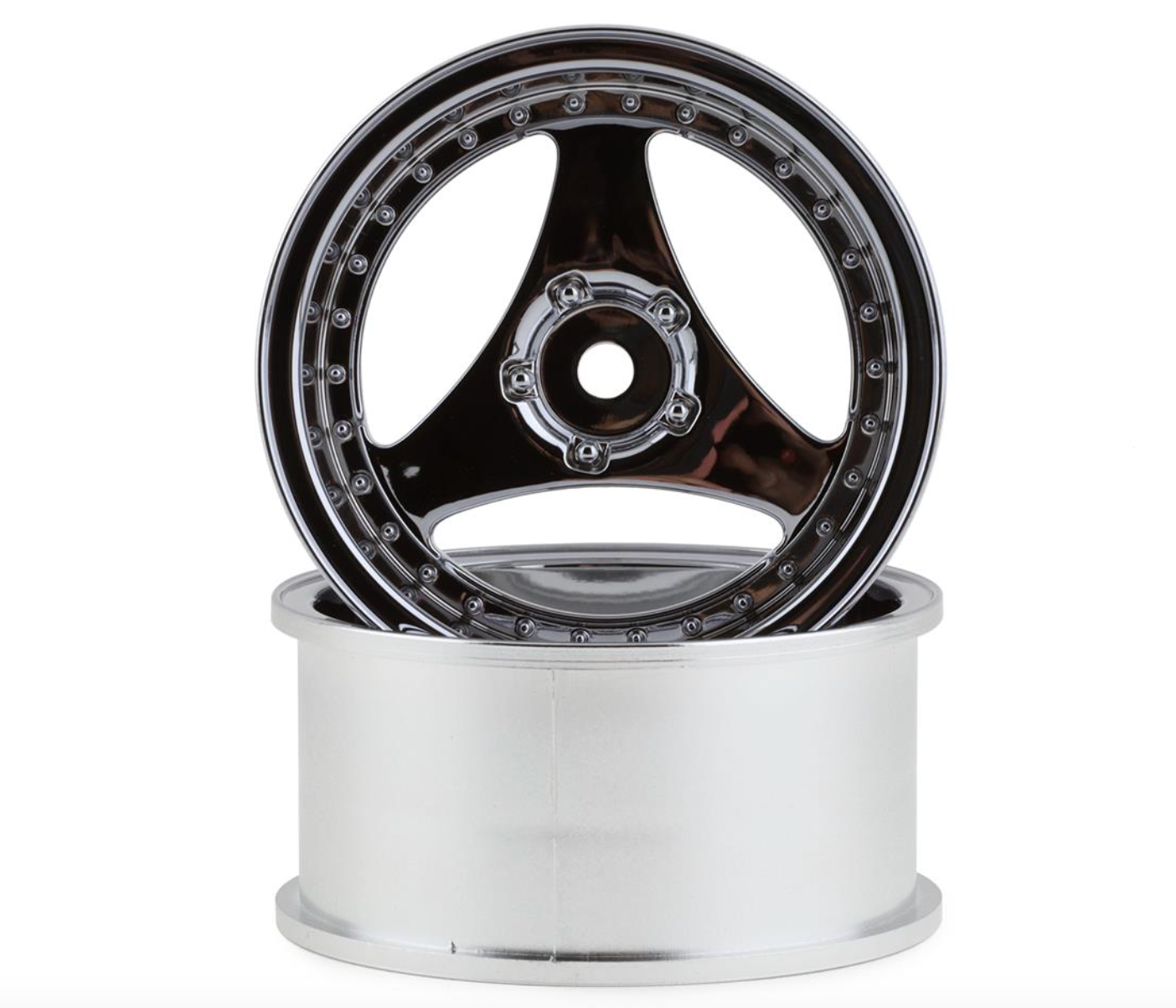 Mikuni Yokohama Advan Oni Kai Drift Wheels (Chrome Silver) (2) (7mm Offset) w/12mm Hex