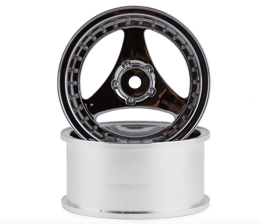 Mikuni Yokohama Advan Oni Kai Drift Wheels (Chrome Silver) (2) (7mm Offset) w/12mm Hex