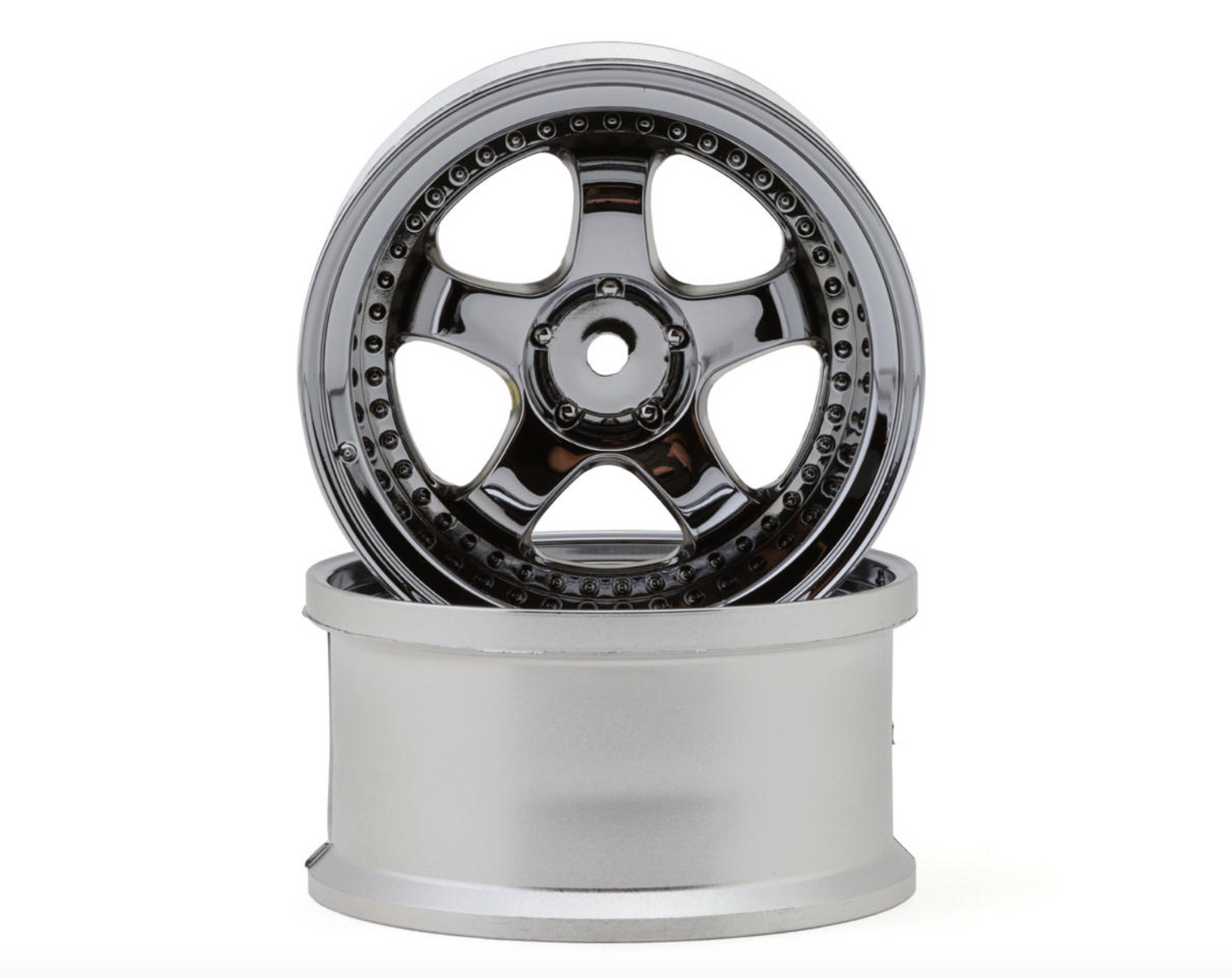 LAB Work Meister S1 1/10 Super High Traction 3-Piece Drift Wheels (Chrome) (2) (8mm Offset) w/12mm Hex