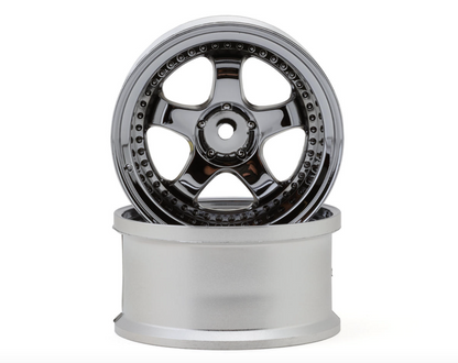 LAB Work Meister S1 1/10 Super High Traction 3-Piece Drift Wheels (Chrome) (2) (8mm Offset) w/12mm Hex