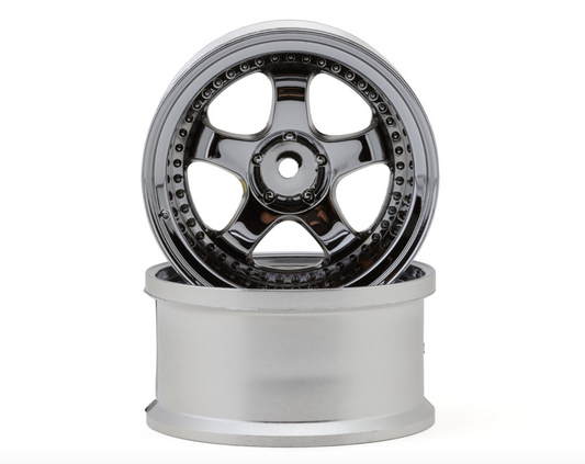 LAB Work Meister S1 1/10 Super High Traction 3-Piece Drift Wheels (Chrome) (2) (8mm Offset) w/12mm Hex