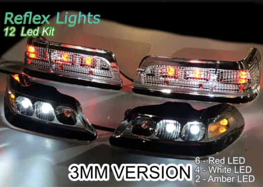 3MM Reflex Lights System 12 LED (Rx - Lipo) 1-10 CAR LIGHT KIT (6 red, 4 white, 2 amber) [Scale Reflex] SR700408