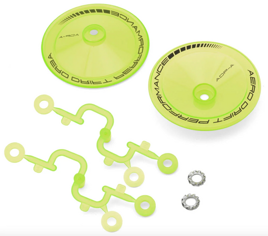 DS Racing Sloped Aero Drift Wheel Covers (Flu Lime) (2) (Drift Element Wheels)