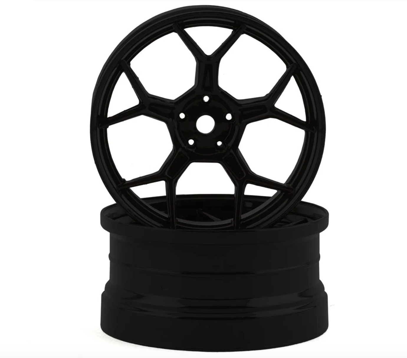 DS Racing Feathery Split Spoke Drift Wheels (Matte Black) (2) (6mm Offset) w/12mm Hex