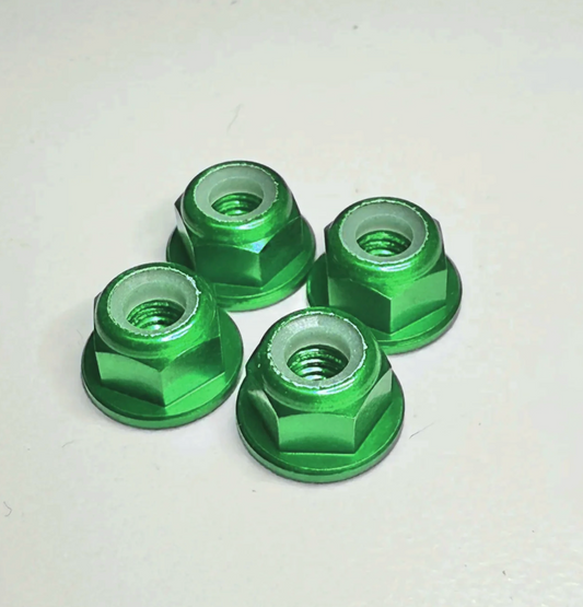 Scale Reflex 4MM GREEN WHEEL NUTS LUG NUT NYLON INSERT (NYLOCK)
