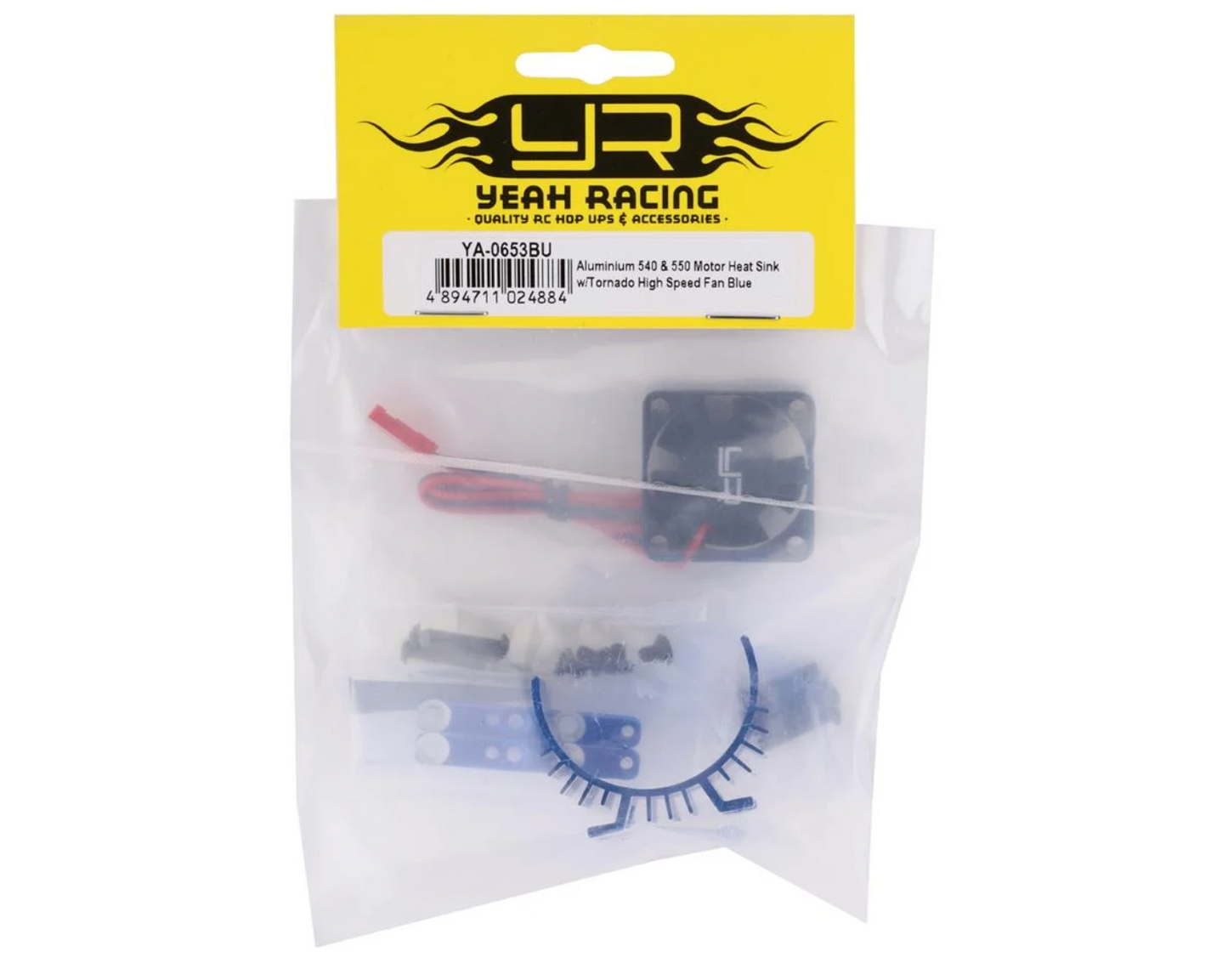 Yeah Racing 540/550 Motor Aluminum Heat Sink w/30mm High Speed Tornado Fan (Blue)