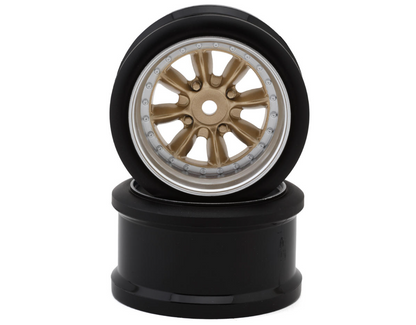 Hayashi Garage Pana 8-Spoke Multipiece Style 1/10 Drift Wheels (Gold) (2) (6mm Offset) w/12mm Hex