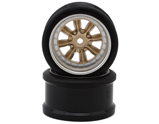 Hayashi Garage Pana 8-Spoke Multipiece Style 1/10 Drift Wheels (Gold) (2) (6mm Offset) w/12mm Hex