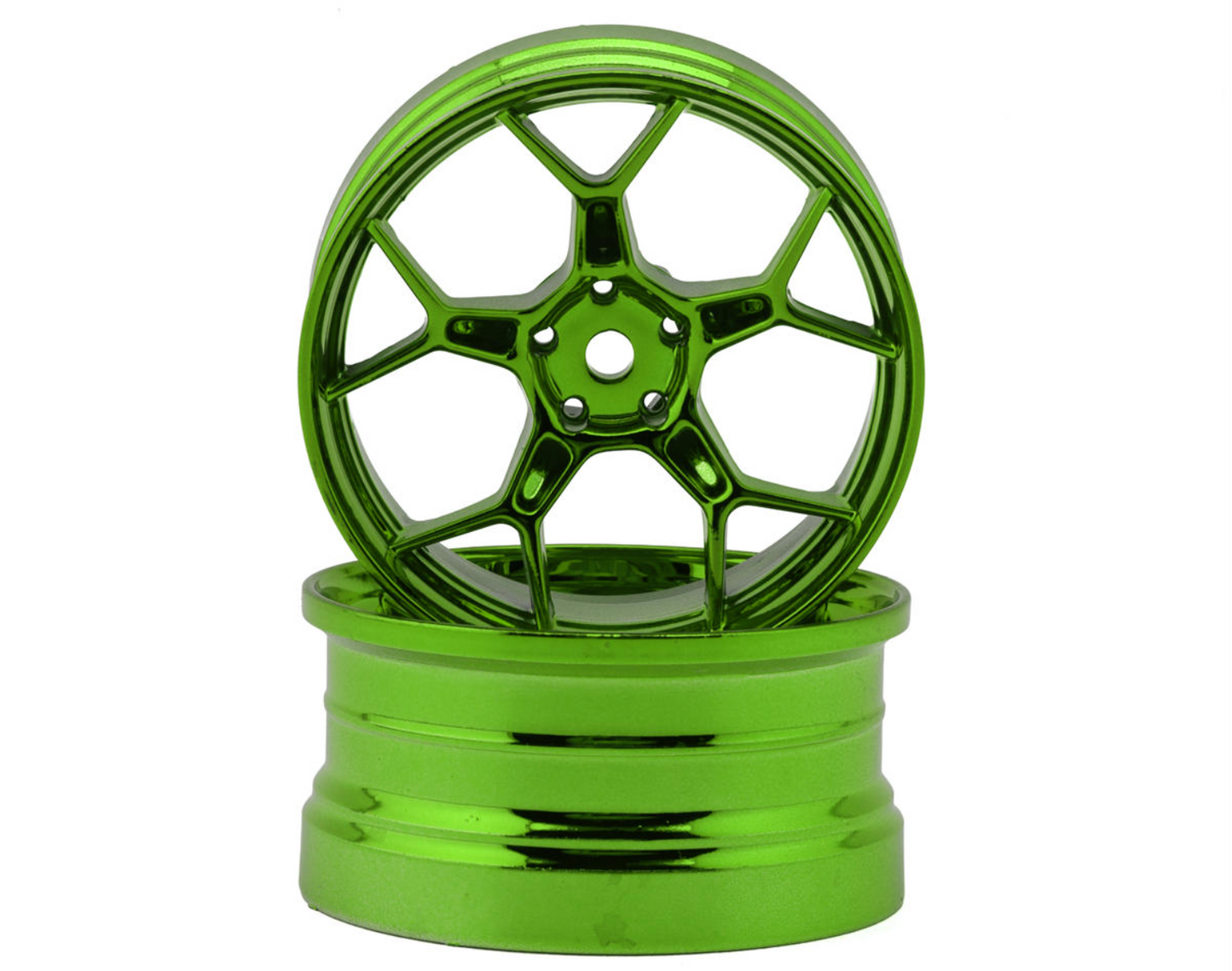 DS Racing Feathery Split Spoke Drift Wheels (Green Hi Gloss) (2) (6mm Offset) w/12mm Hex