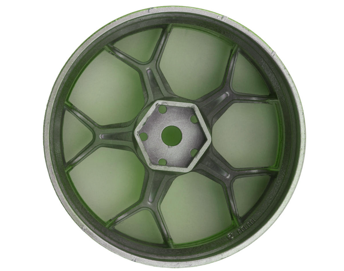 DS Racing Feathery Split Spoke Drift Wheels (Green Hi Gloss) (2) (6mm Offset) w/12mm Hex