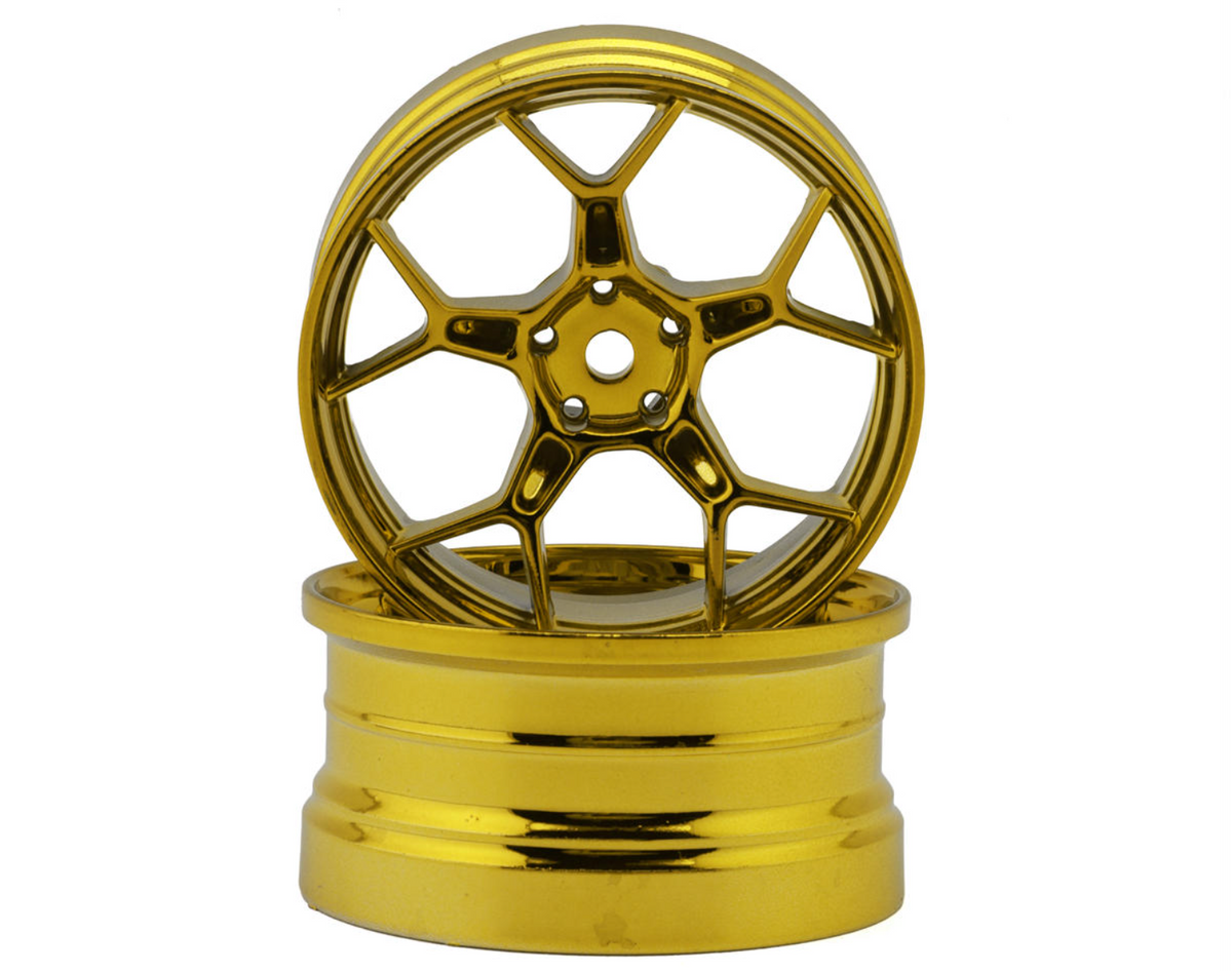 DS Racing Feathery Split Spoke Drift Wheels (Gold Hi Gloss) (2) (6mm Offset) w/12mm Hex