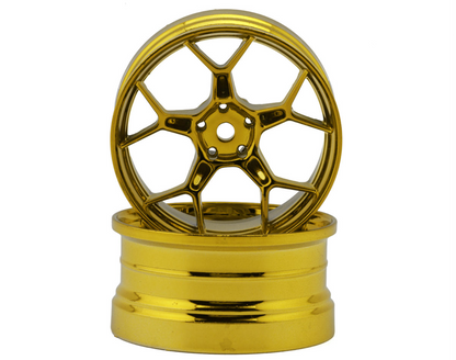 DS Racing Feathery Split Spoke Drift Wheels (Gold Hi Gloss) (2) (6mm Offset) w/12mm Hex