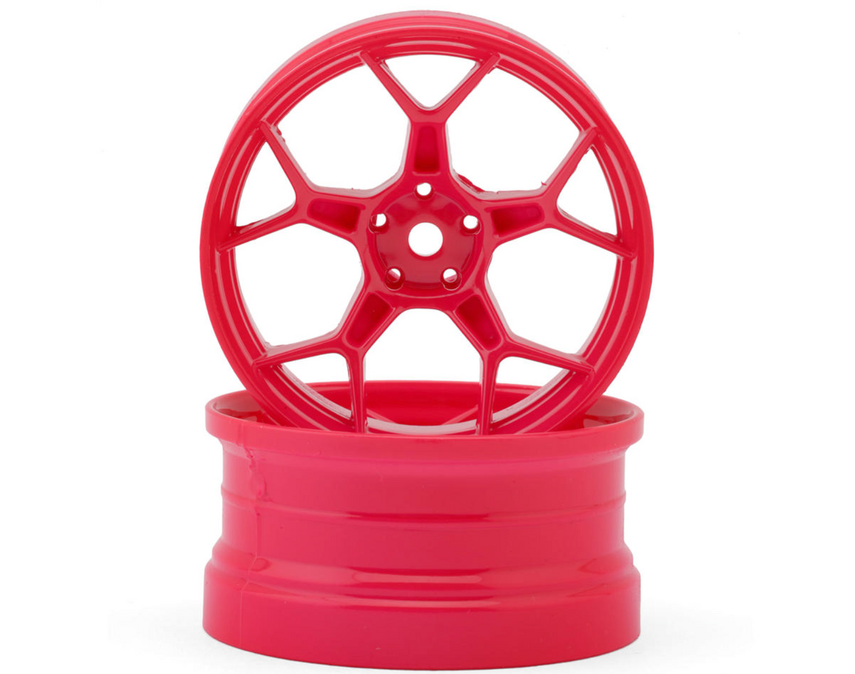 DS Racing Feathery Split Spoke Drift Wheels (Flu Pink) (2) (8mm Offset) w/12mm Hex
