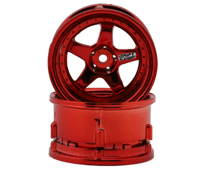 DS Racing Drift Element 5 Spoke Drift Wheels (Red Chrome) (2) (Adjustable Offset) w/12mm Hex