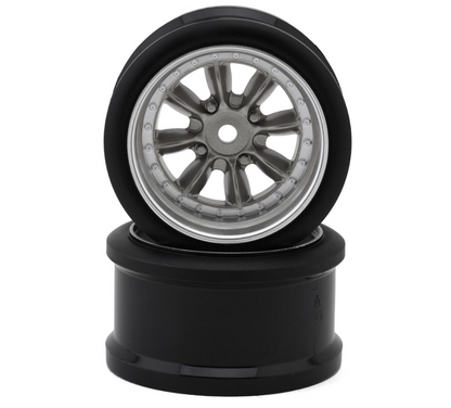 Hayashi Garage Pana 8-Spoke Multipiece Style 1/10 Drift Wheels (Gunmetal) (2) (8mm Offset) w/12mm Hex