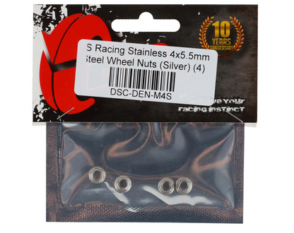 DS Racing 4x5.5mm Stainless Steel Wheel Nuts (Silver) (4)