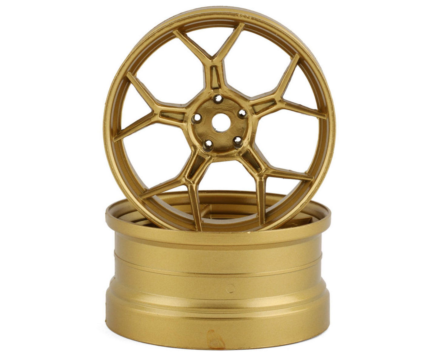 DS Racing Feathery Split Spoke Drift Wheels (Gold) (2) (6mm Offset) w/12mm Hex