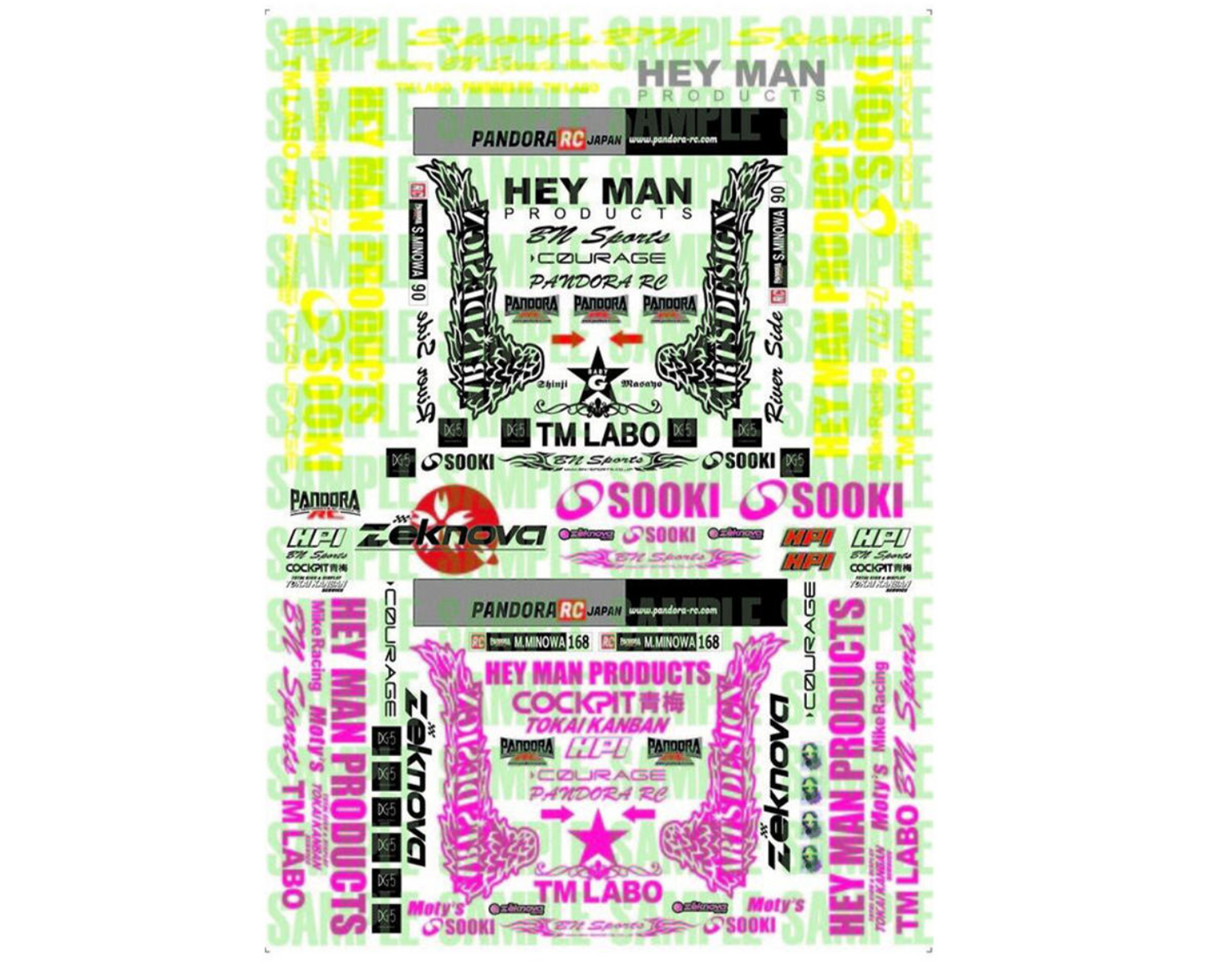 Pandora RC 1/10 Scale Decal Sheet (HEY MAN) (420x300mm) (Miniature Scale Drift Accessory)
