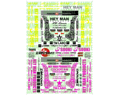 Pandora RC 1/10 Scale Decal Sheet (HEY MAN) (420x300mm) (Miniature Scale Drift Accessory)