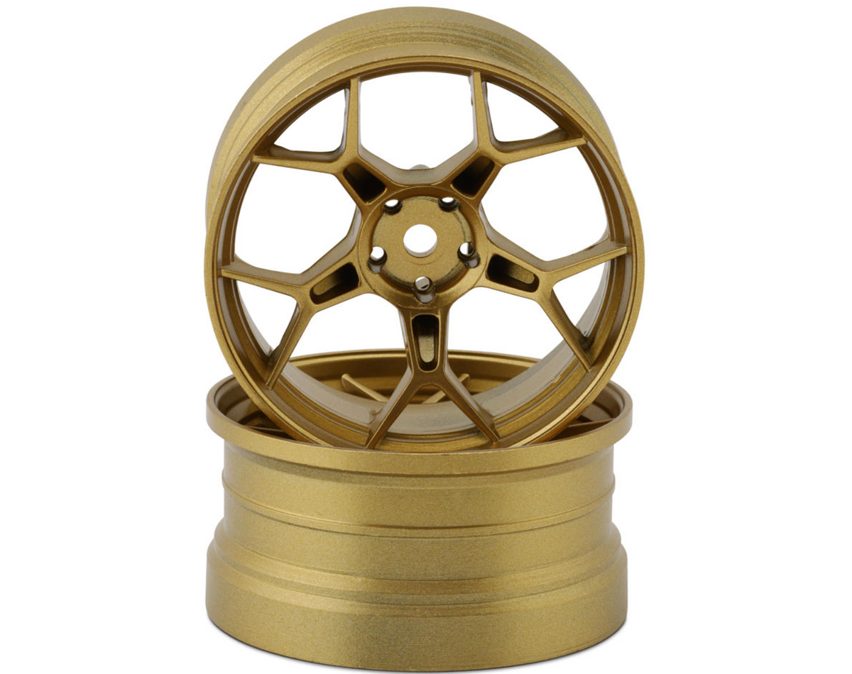 DS Racing Feathery Split Spoke Drift Wheels (Gold) (2) (8mm Offset) w/12mm Hex