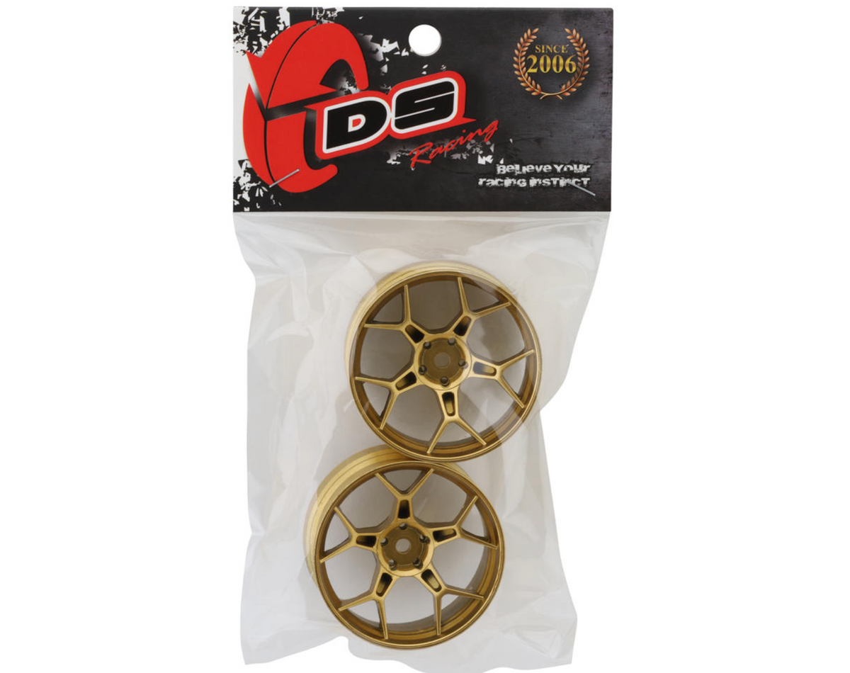 DS Racing Feathery Split Spoke Drift Wheels (Gold) (2) (8mm Offset) w/12mm Hex