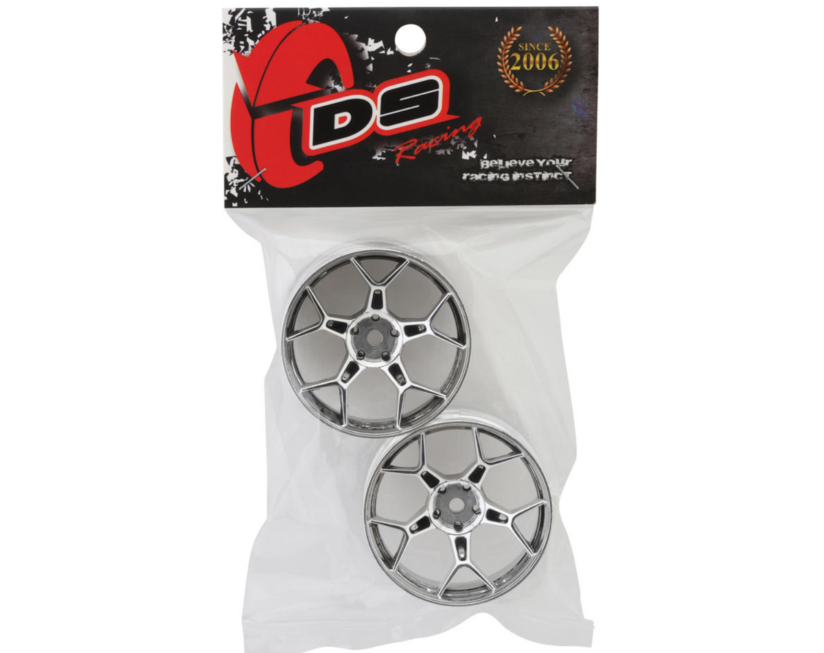 DS Racing Feathery Split Spoke Drift Wheels (Chrome) (2) (8mm Offset) w/12mm Hex