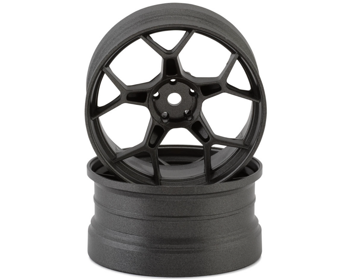 DS Racing Feathery Split Spoke Drift Wheels (Gunmetal) (2) (8mm Offset) w/12mm Hex