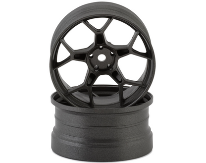 DS Racing Feathery Split Spoke Drift Wheels (Gunmetal) (2) (8mm Offset) w/12mm Hex