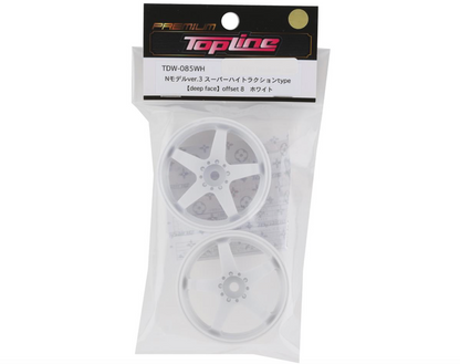 Topline N Model V3 Super High Traction Drift Wheels (White) (2) (8mm Offset) w/12mm Hex