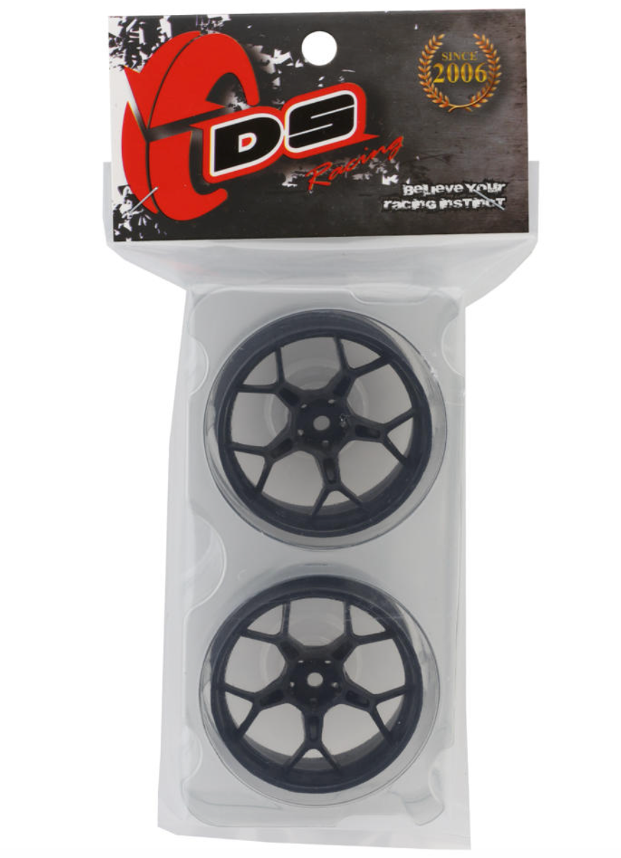DS Racing Feathery Split Spoke Drift Wheels (Black) (2) (Super Soft) (8mm Offset) w/12mm Hex