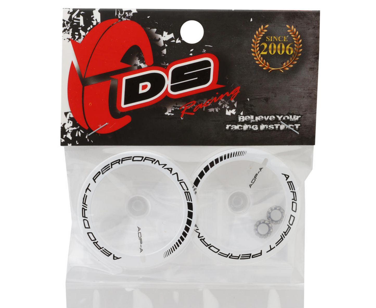 DS Racing Sloped Aero Drift Wheel Covers (Clear/White) (2) (Drift Element Wheels)