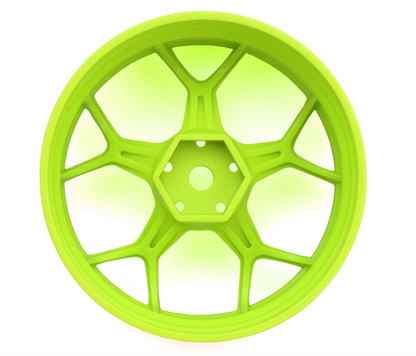 DS Racing Feathery Split Spoke Drift Wheels (Flu Lime) (2) (8mm Offset) w/12mm Hex