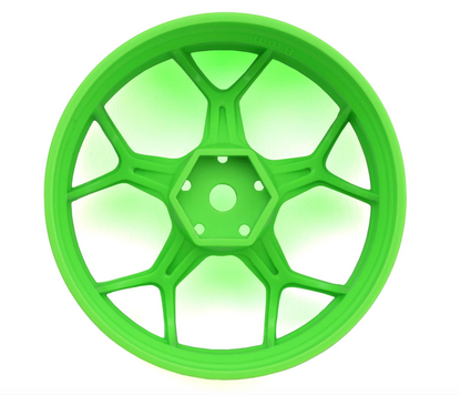 DS Racing Feathery Split Spoke Drift Wheels (Flu Green) (2) (8mm Offset) w/12mm Hex