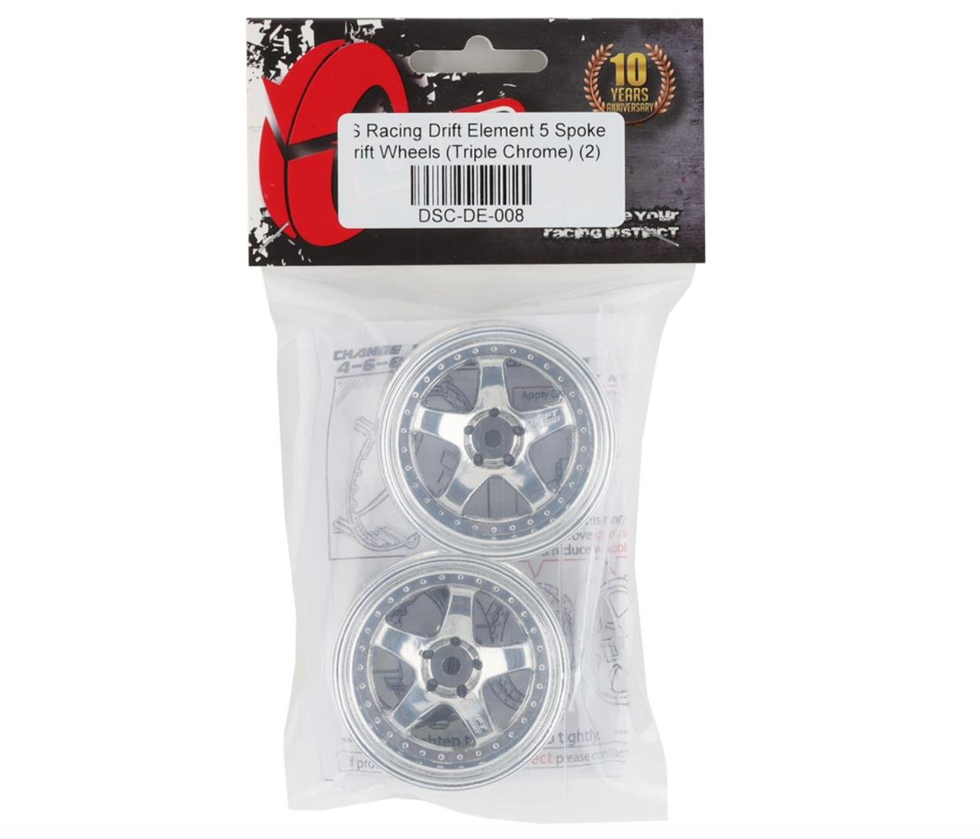 DS Racing Drift Element 5 Spoke Drift Wheels (Triple Chrome) (2) (Adjustable Offset) w/12mm Hex