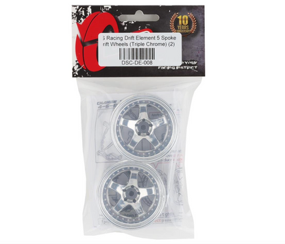 DS Racing Drift Element 5 Spoke Drift Wheels (Triple Chrome) (2) (Adjustable Offset) w/12mm Hex