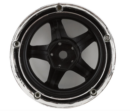 DS Racing Drift Element 5 Spoke Drift Wheels (Black & Chrome w/Black Rivets) (2) (Adjustable Offset) w/12mm Hex
