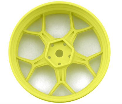 DS Racing Feathery Split Spoke Drift Wheels (Flu Yellow) (2) (6mm Offset) w/12mm Hex