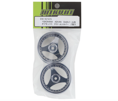 Mikuni Yokohama Advan Oni Kai Drift Wheels (Chrome Silver) (2) (5mm Offset) w/12mm Hex