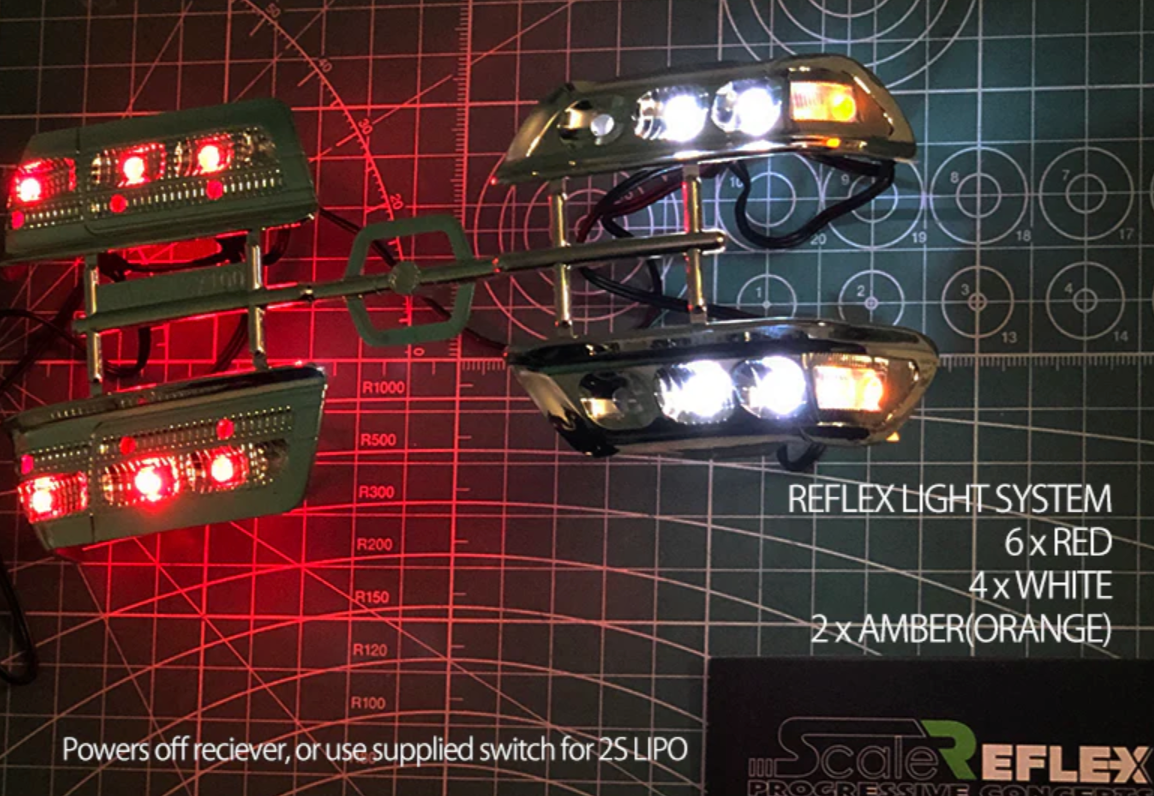 3MM Reflex Lights System 12 LED (Rx - Lipo) 1-10 CAR LIGHT KIT (6 red, 4 white, 2 amber) [Scale Reflex] SR700408