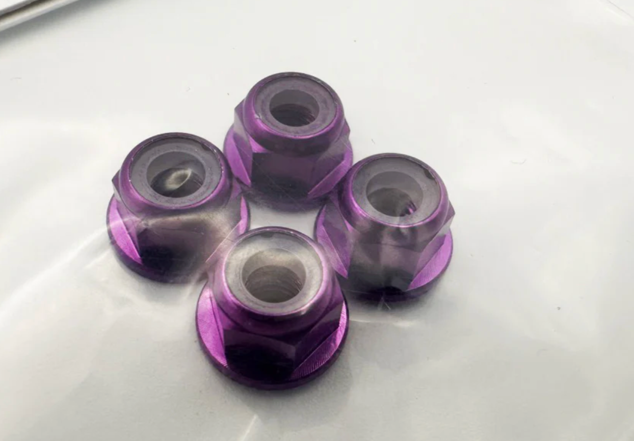 Scale Reflex 4MM PURPLE WHEEL NUTS LUG NUT NYLON INSERT (NYLOCK)