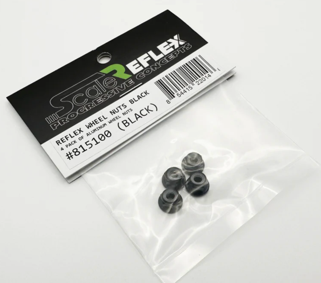 Scale Reflex 4MM BLACK WHEEL NUTS LUG NUT NYLON INSERT (NYLOCK)