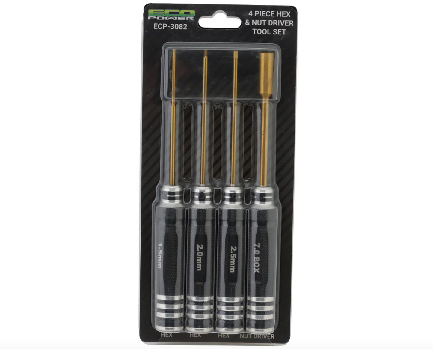 EcoPower 4-Piece Metric Hex & Nut Driver Tool Set (1.5, 2.0, 2.5mm/7mm)