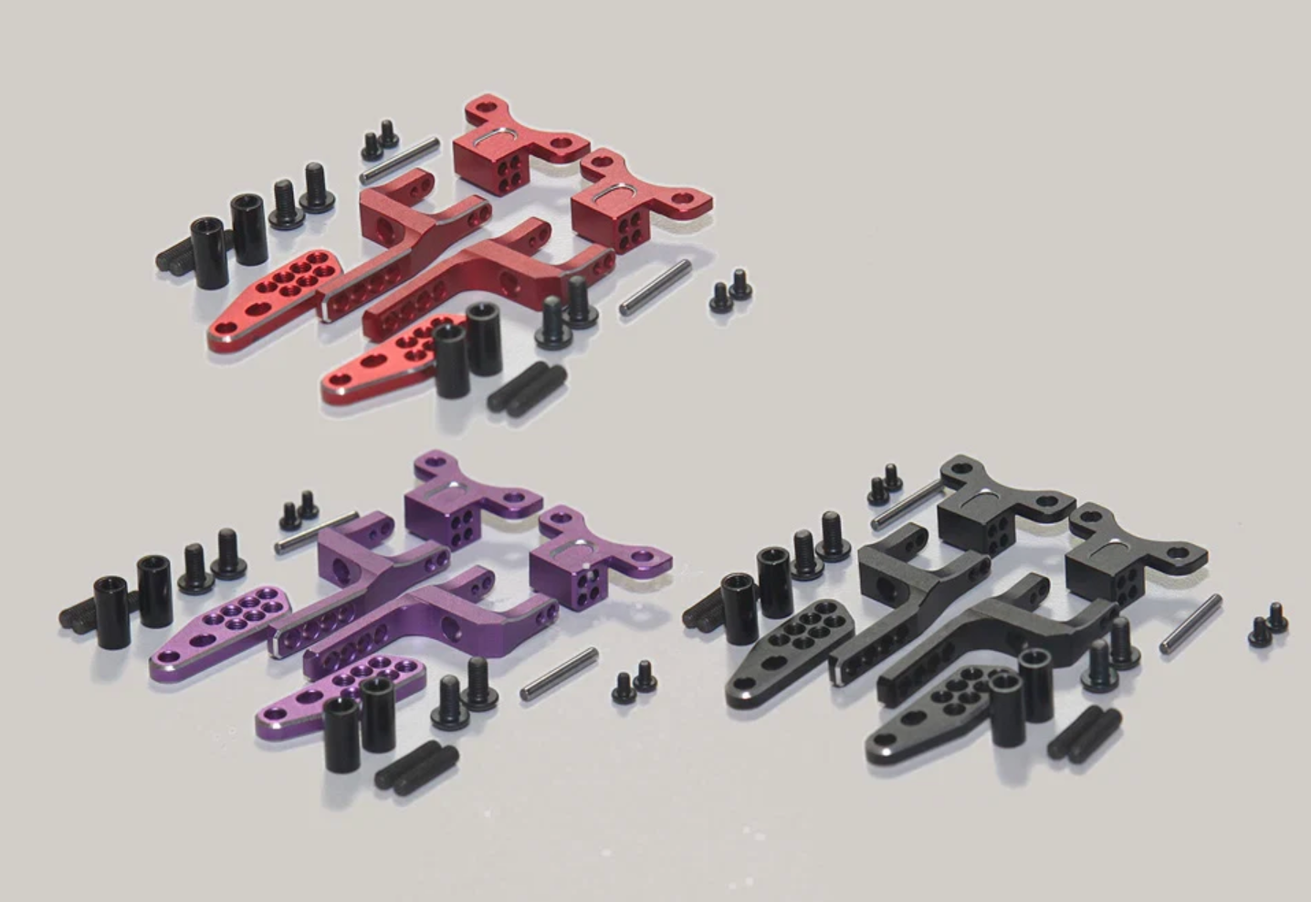 SHARK - Rear H Arm Adapter Set - RED PURPLE BLACK [Rhino Racing] RR-1600B