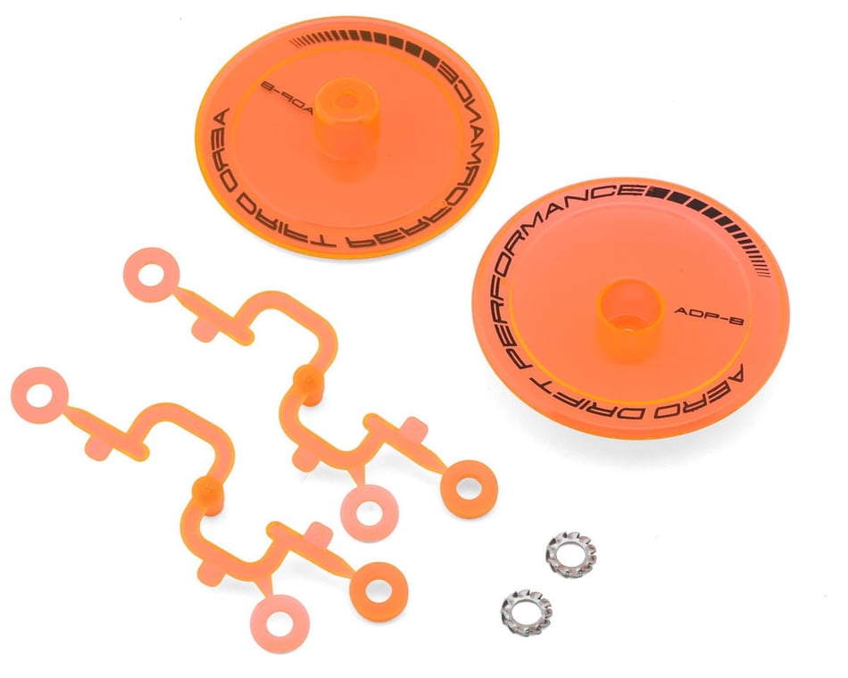 DS Racing Flat Aero Drift Wheel Covers (Flu Orange) (2) (Drift Element Wheels)