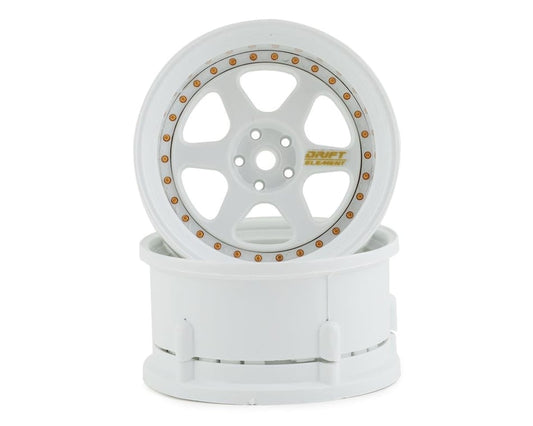 DS Racing Drift Element 6 Spoke Drift Wheels (Triple White w/Gold Rivets) (2) (Adjustable Offset) w/12mm Hex