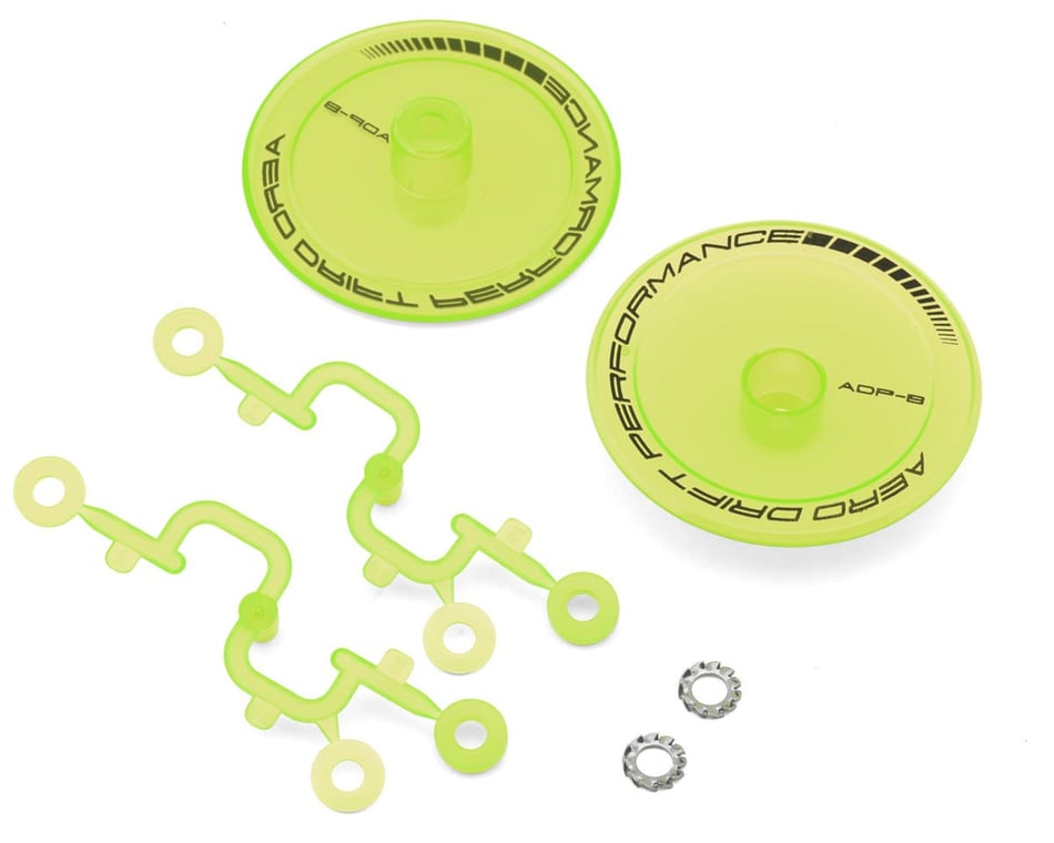 DS Racing Flat Aero Drift Wheel Covers (Flu Lime) (2) (Drift Element Wheels)